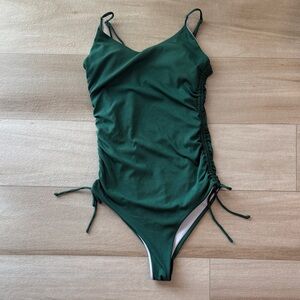 SHEIN Forest Green Ruched One Piece Swimsuit